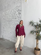 Lace Trim Linen Blouse
