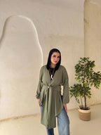 Tie-Back Linen Blouse