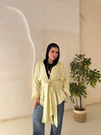 Tie-Back Linen Blouse