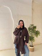 Tie-Back Linen Blouse