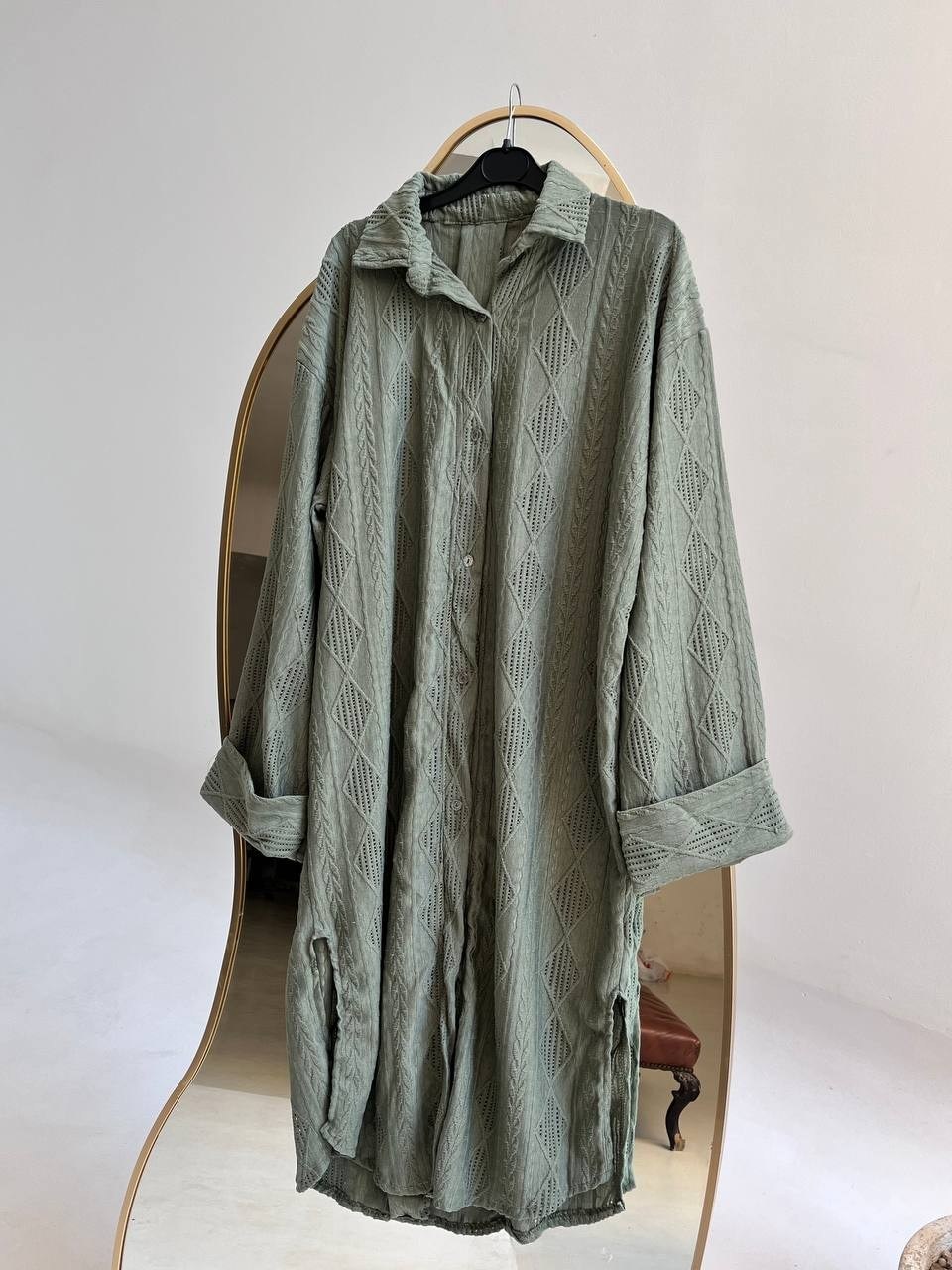Long Patterned Linen Shirt