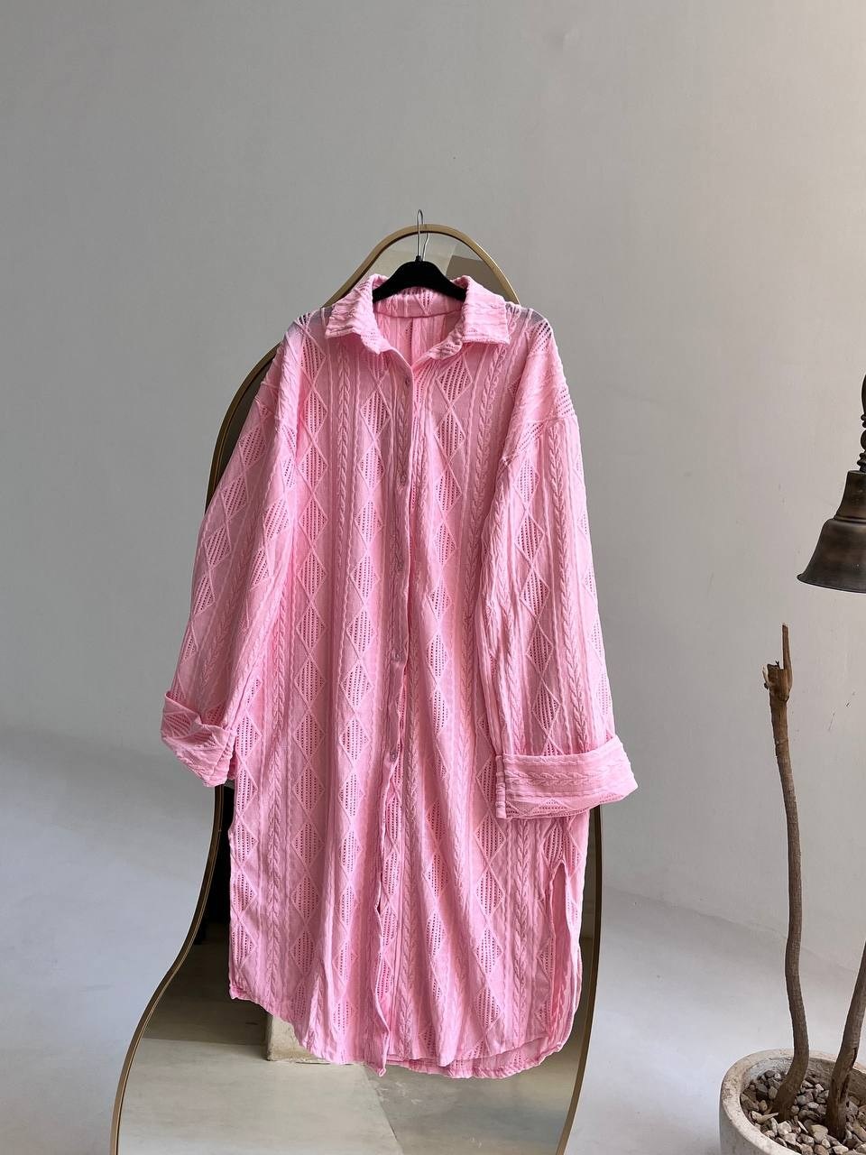 Long Patterned Linen Shirt