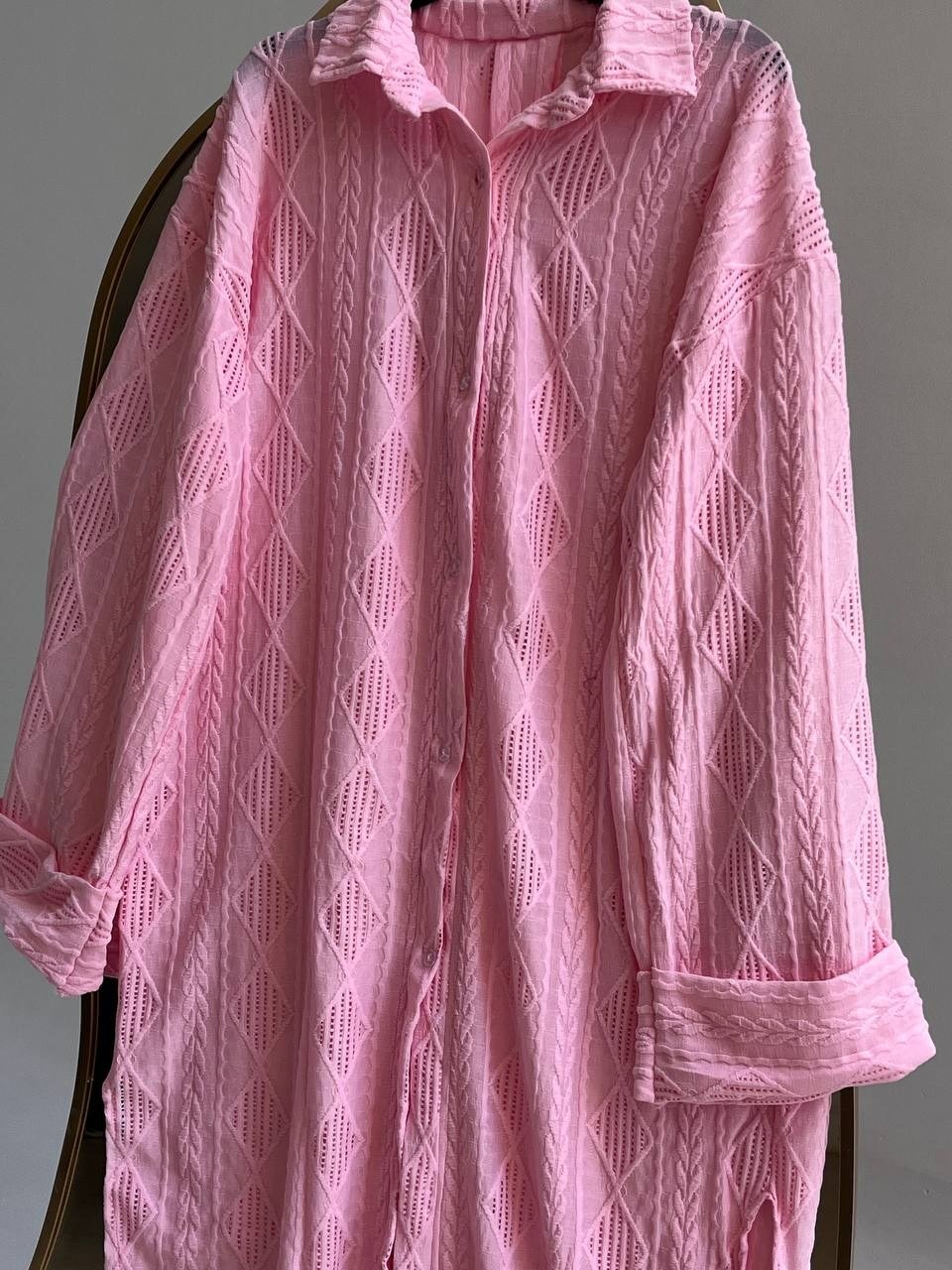 Long Patterned Linen Shirt