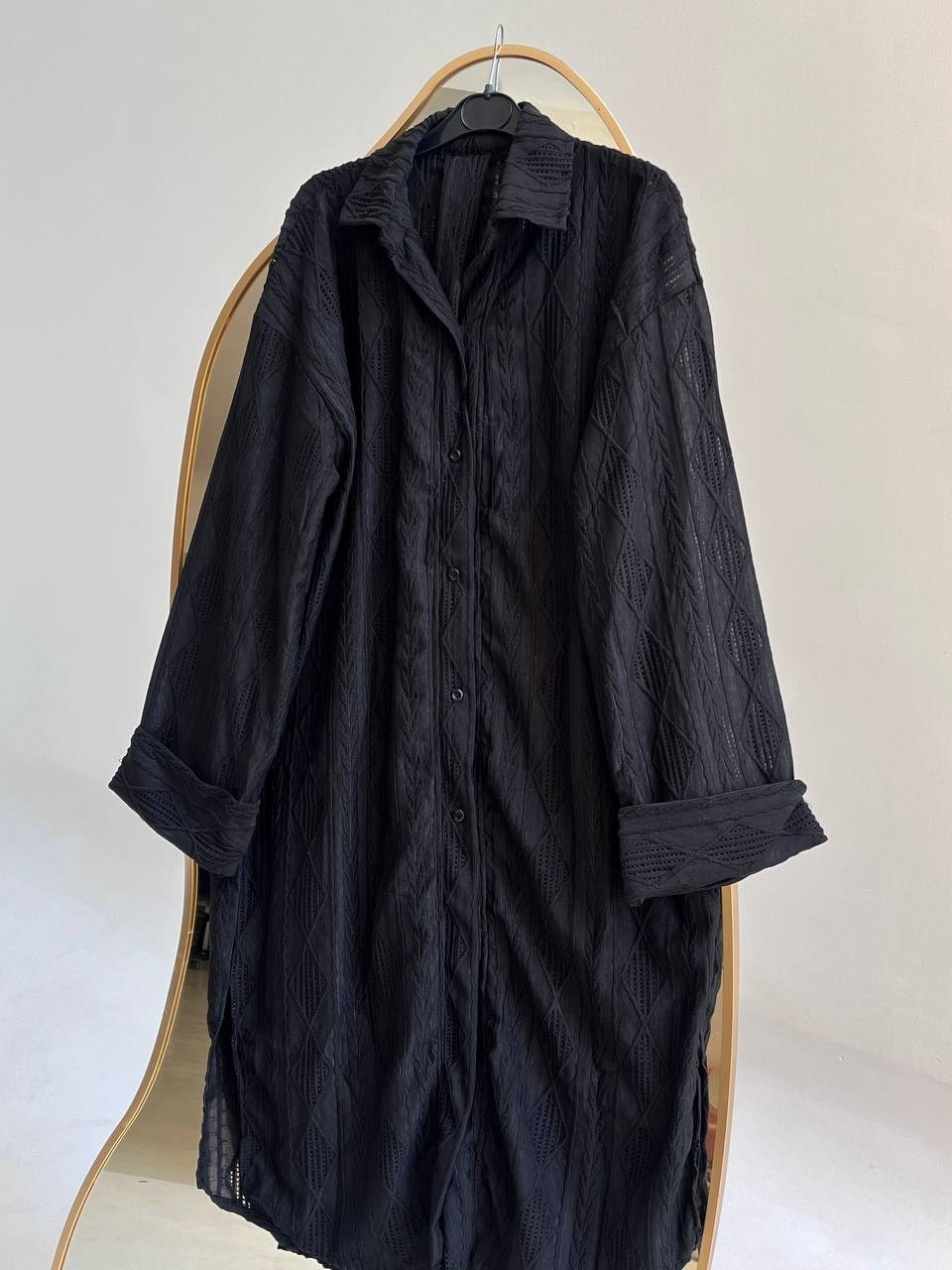 Long Patterned Linen Shirt