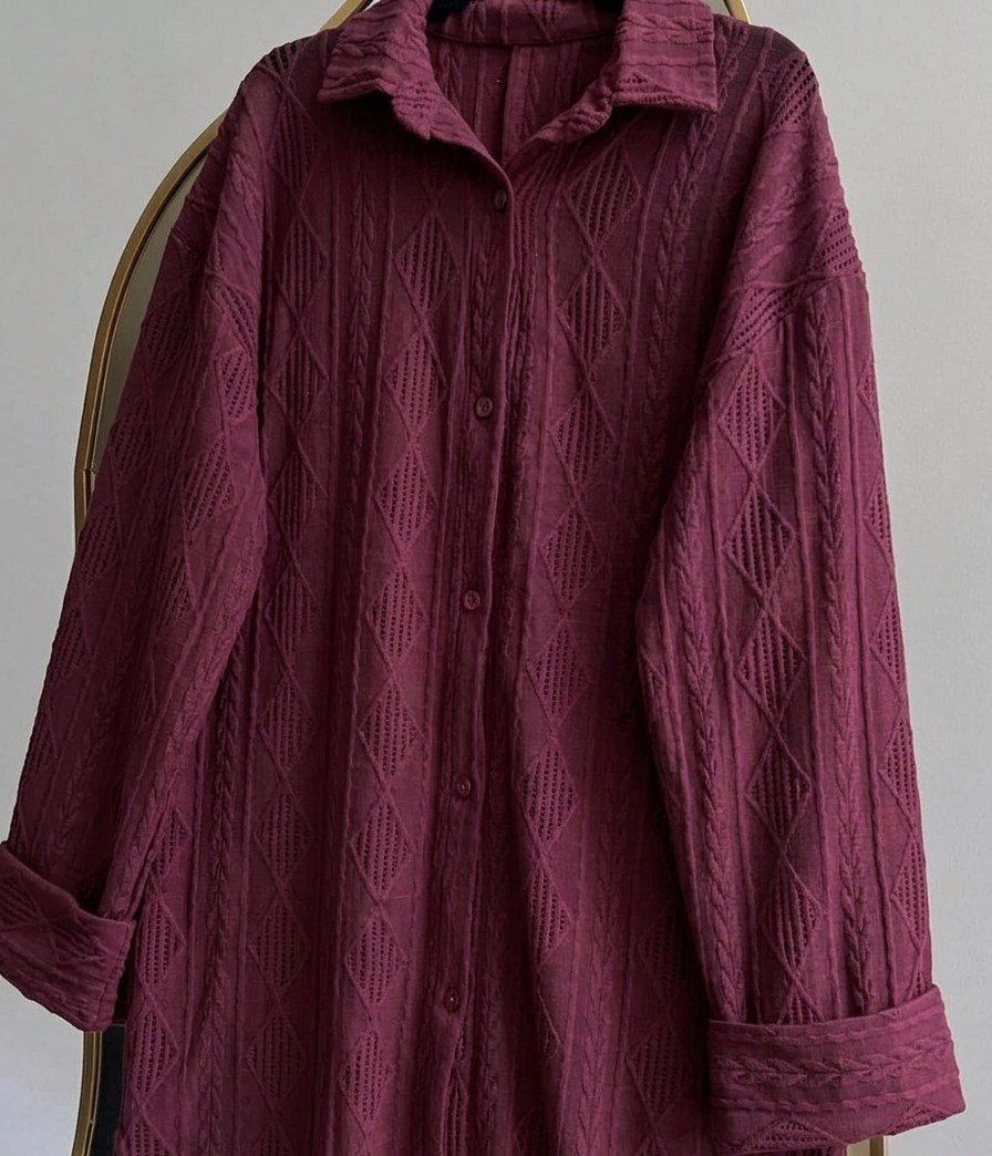 Long Patterned Linen Shirt