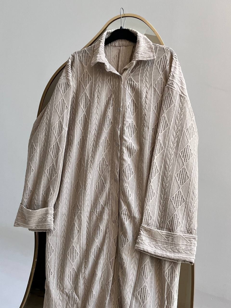Long Patterned Linen Shirt