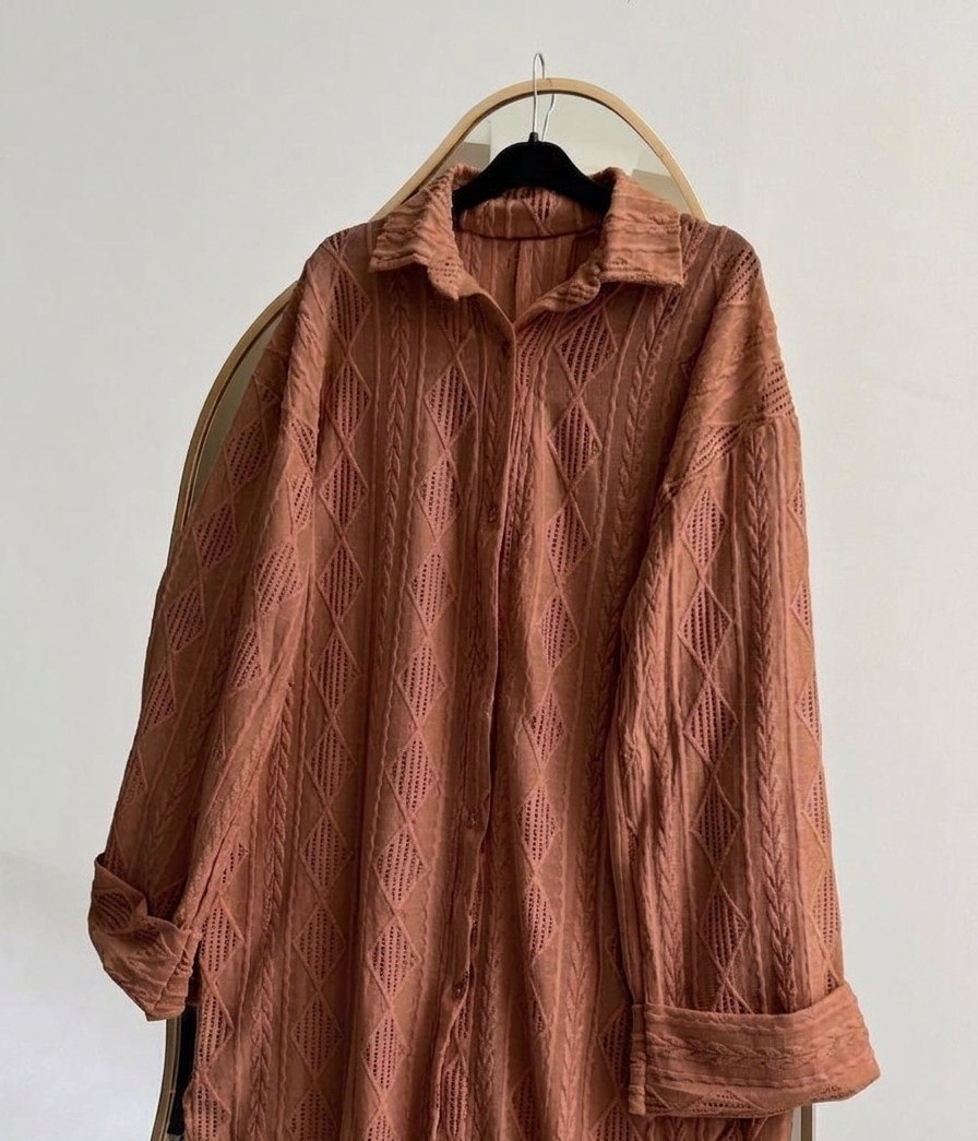Long Patterned Linen Shirt