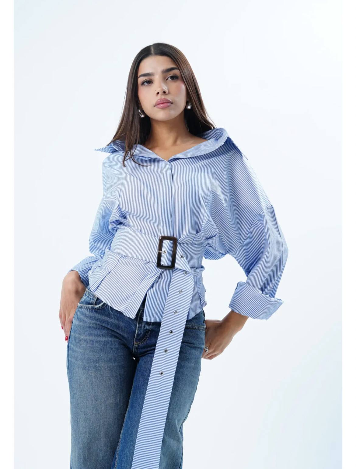 Striped Belted Shirt