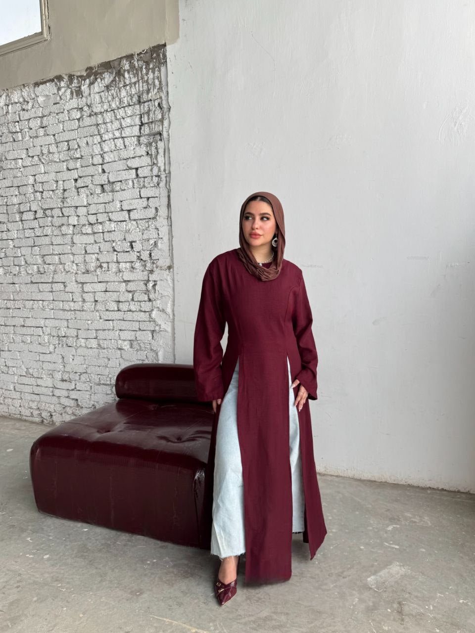 Tie-Back Long Linen Blouse