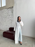 Tie-Back Long Linen Blouse