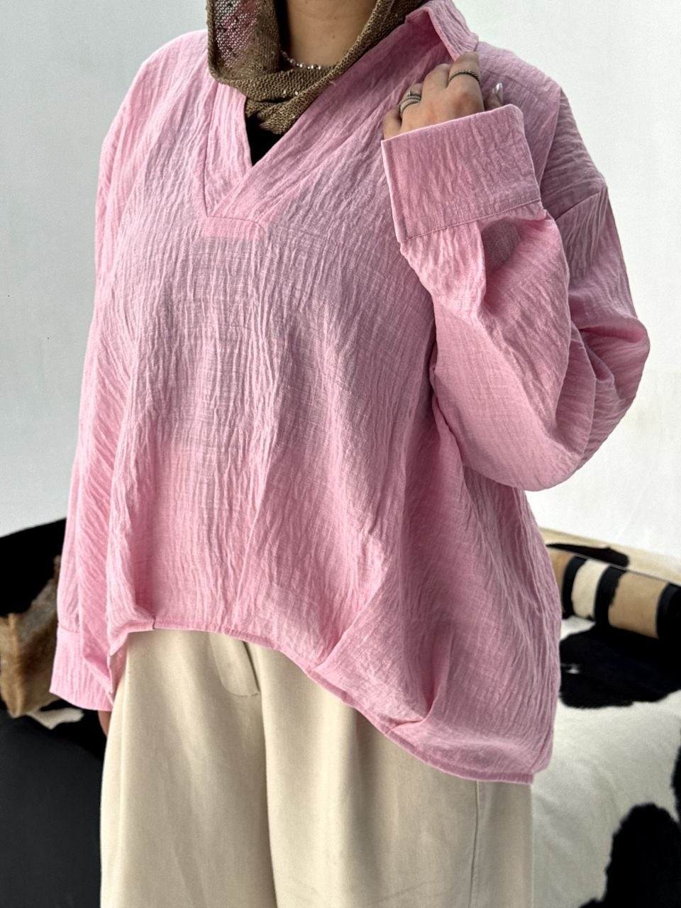 V-Neck Linen Blouse