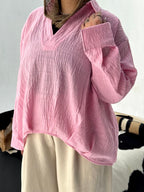 V-Neck Linen Blouse