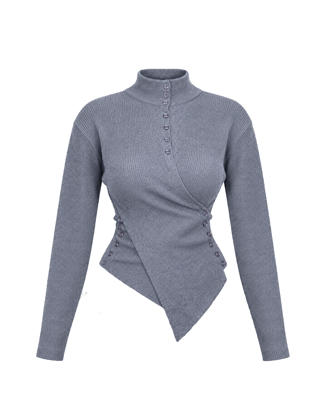 Ribbed Wrap Front Button Shirt