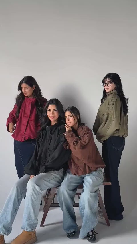 Oversized Suede-Look Utility Jacket