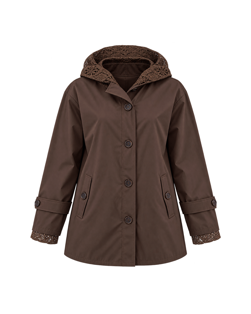 Guipure-Lace Hooded Gabardine Jacket