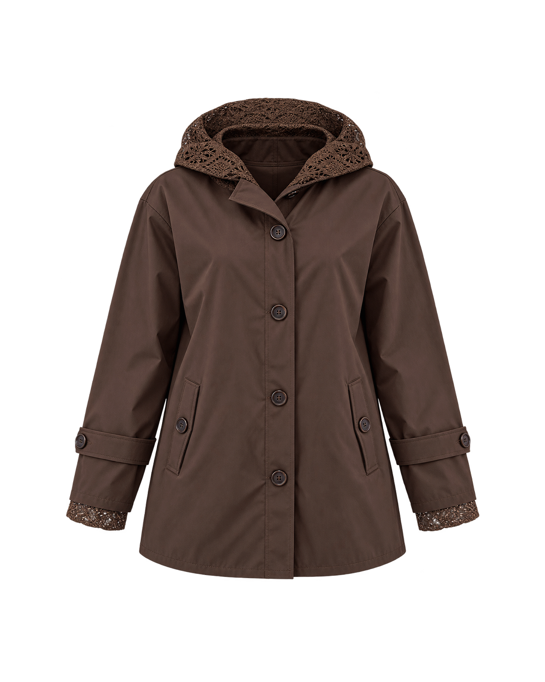 Guipure-Lace Hooded Gabardine Jacket