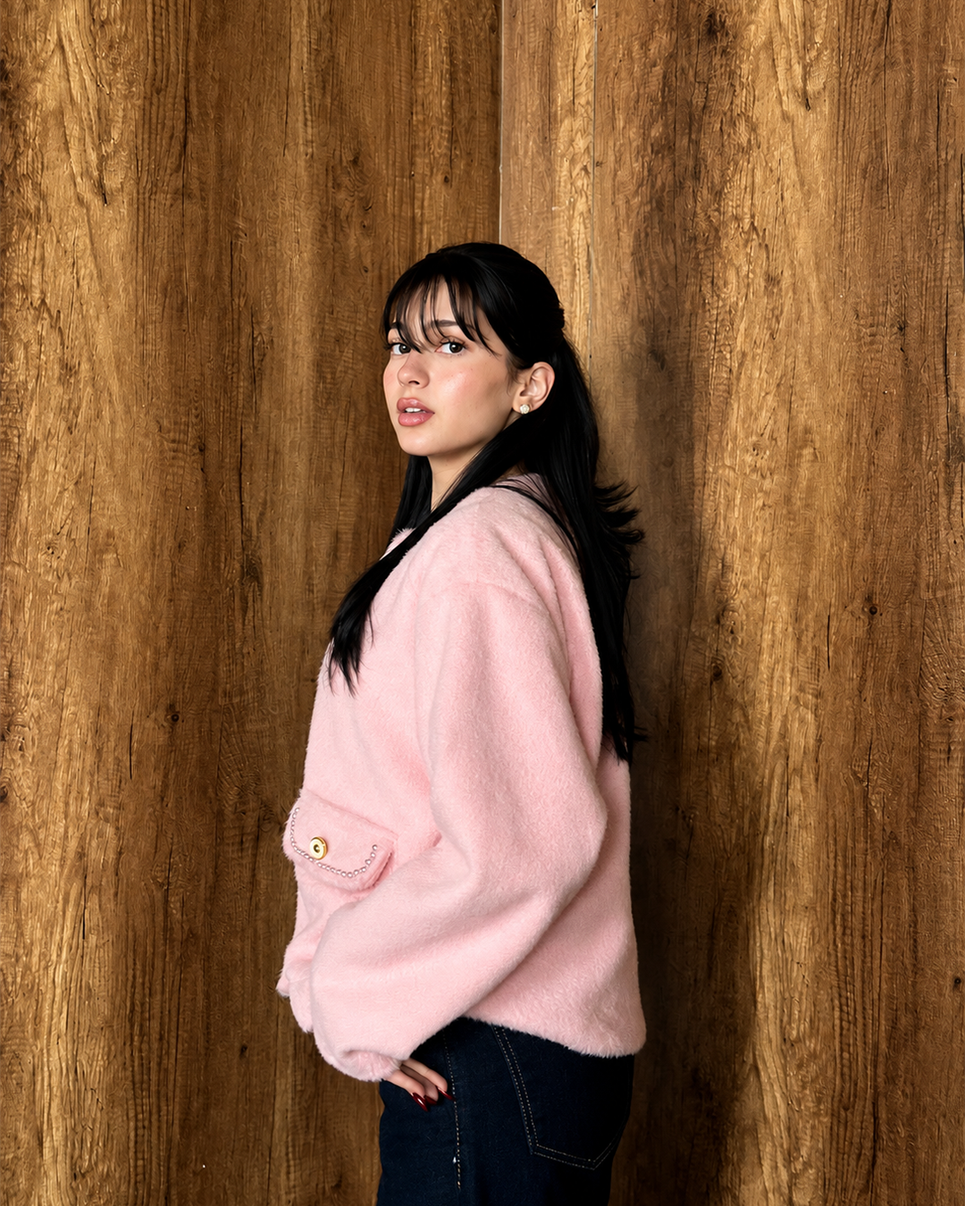 Beaded-Trim Collarless Jacket