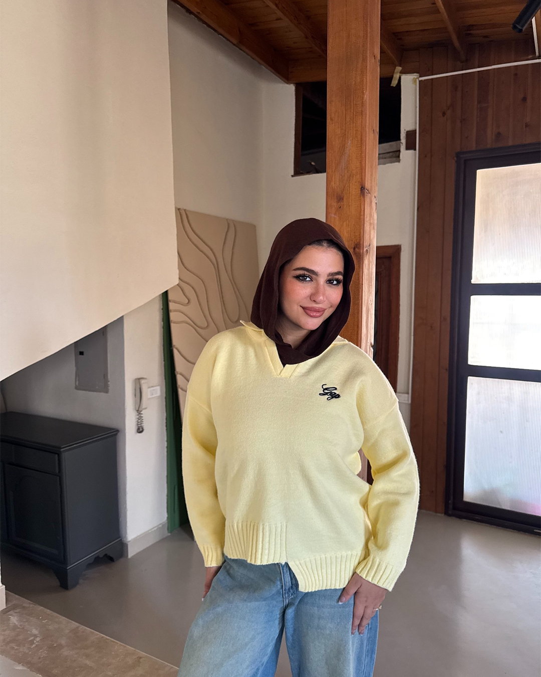 Asymmetric Hem Polo Knit Sweater