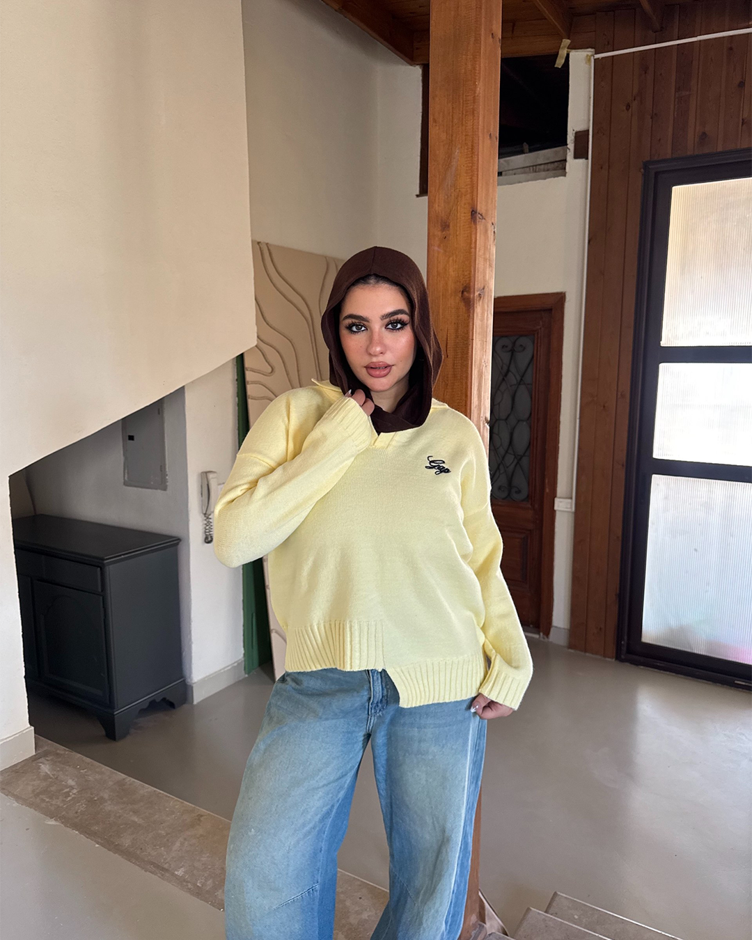 Asymmetric Hem Polo Knit Sweater