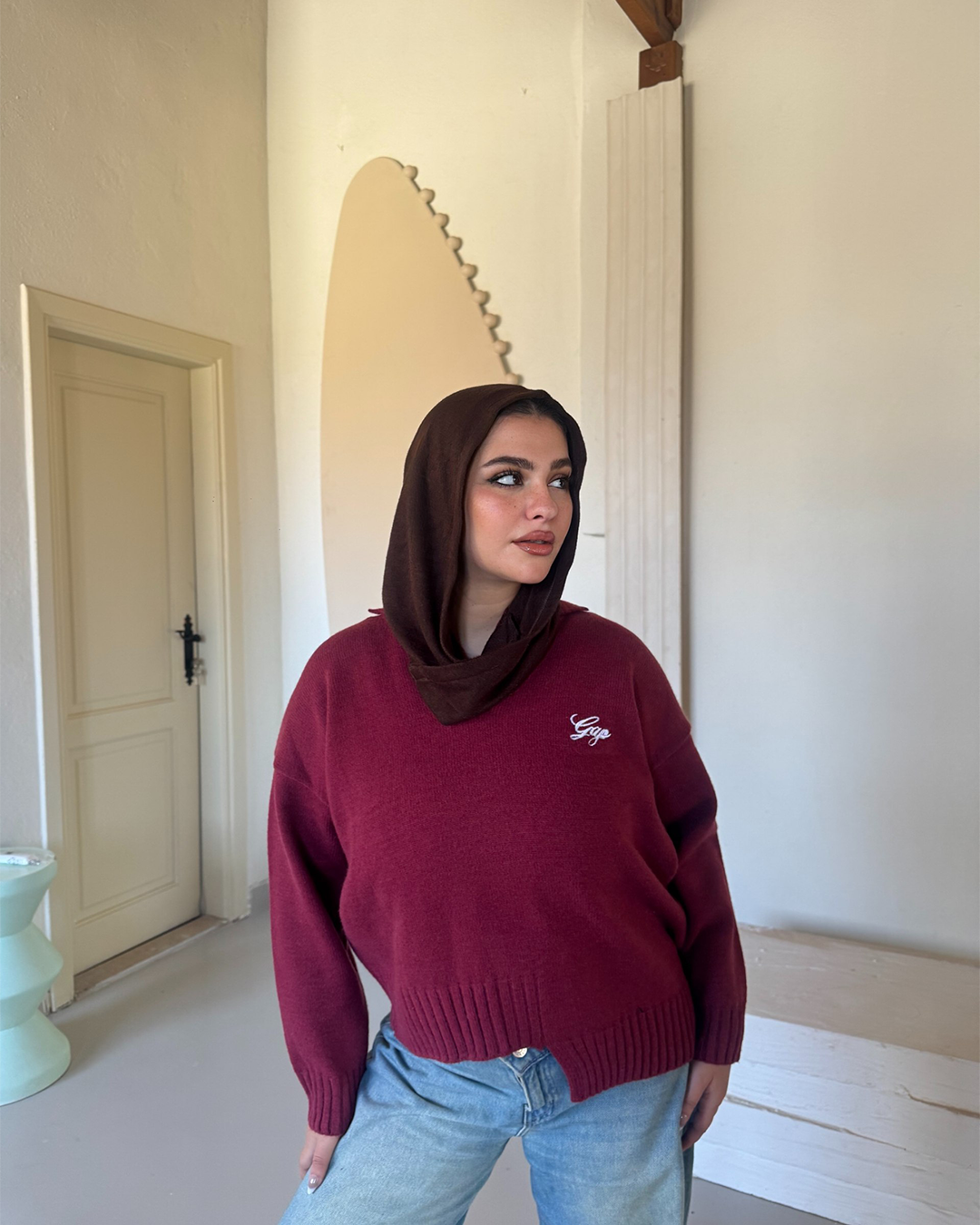 Asymmetric Hem Polo Knit Sweater