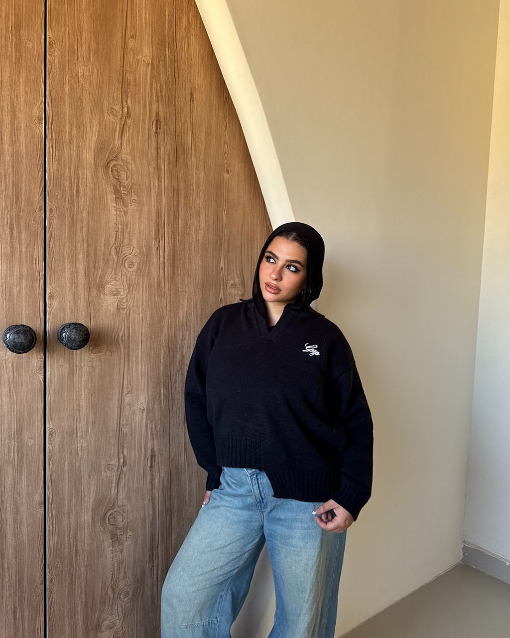 Asymmetric Hem Polo Knit Sweater