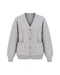 Cable-Knit Gold-Button Cardigan