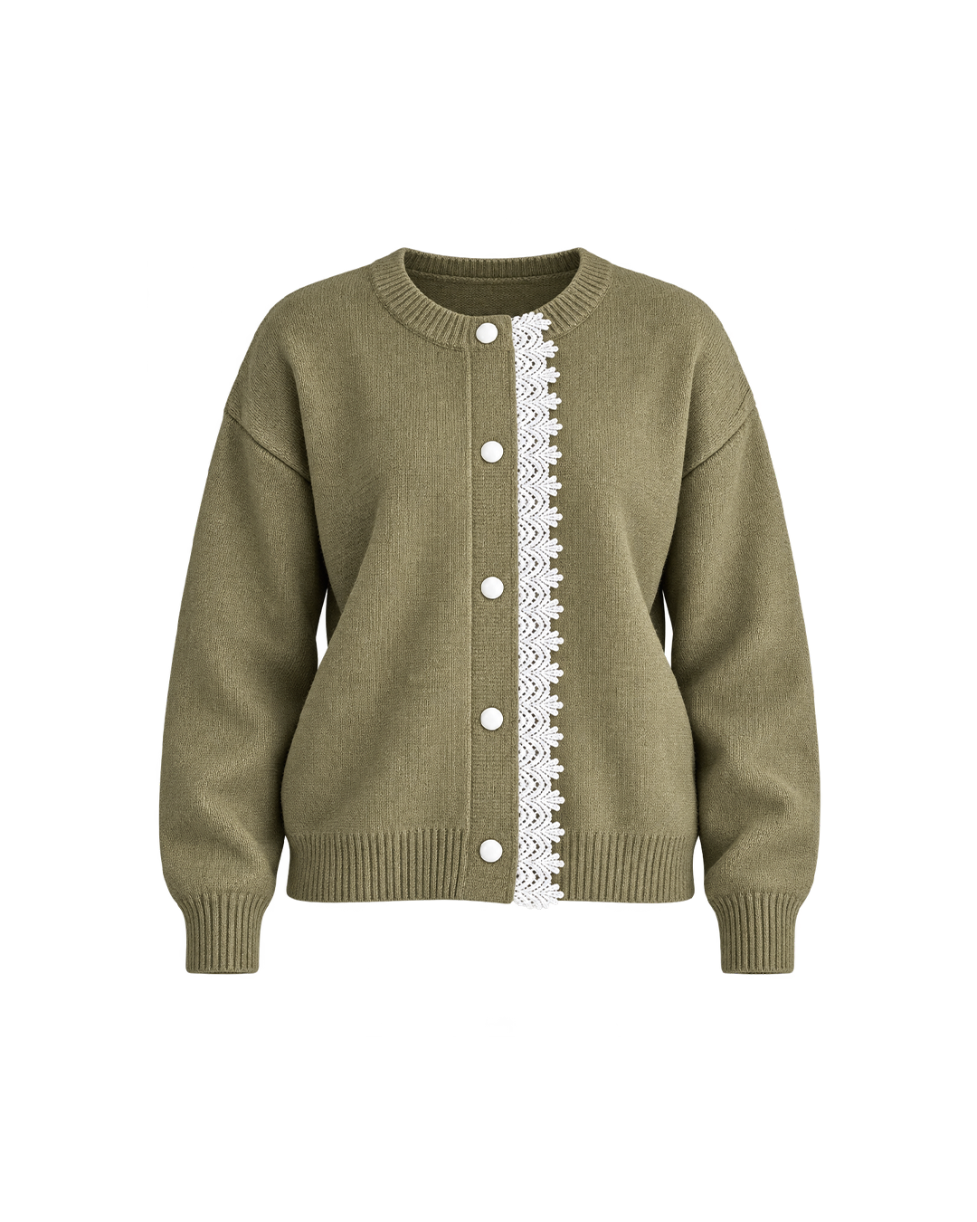Lace-Trim Knit Cardigan