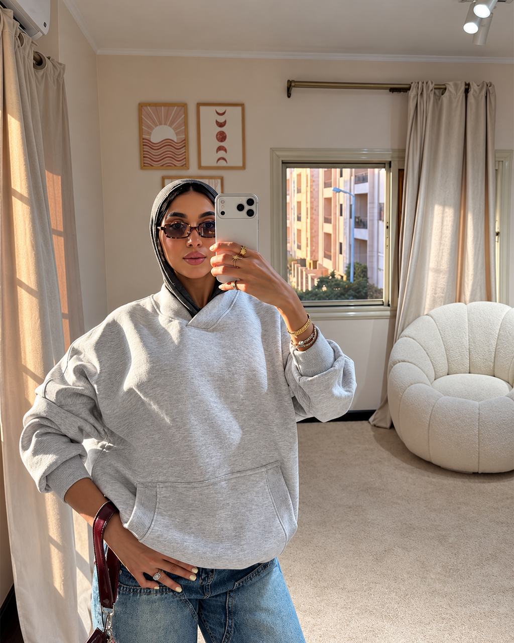 V-Neck Oversized Hoodie