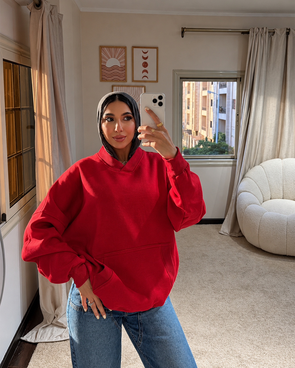 V-Neck Oversized Hoodie