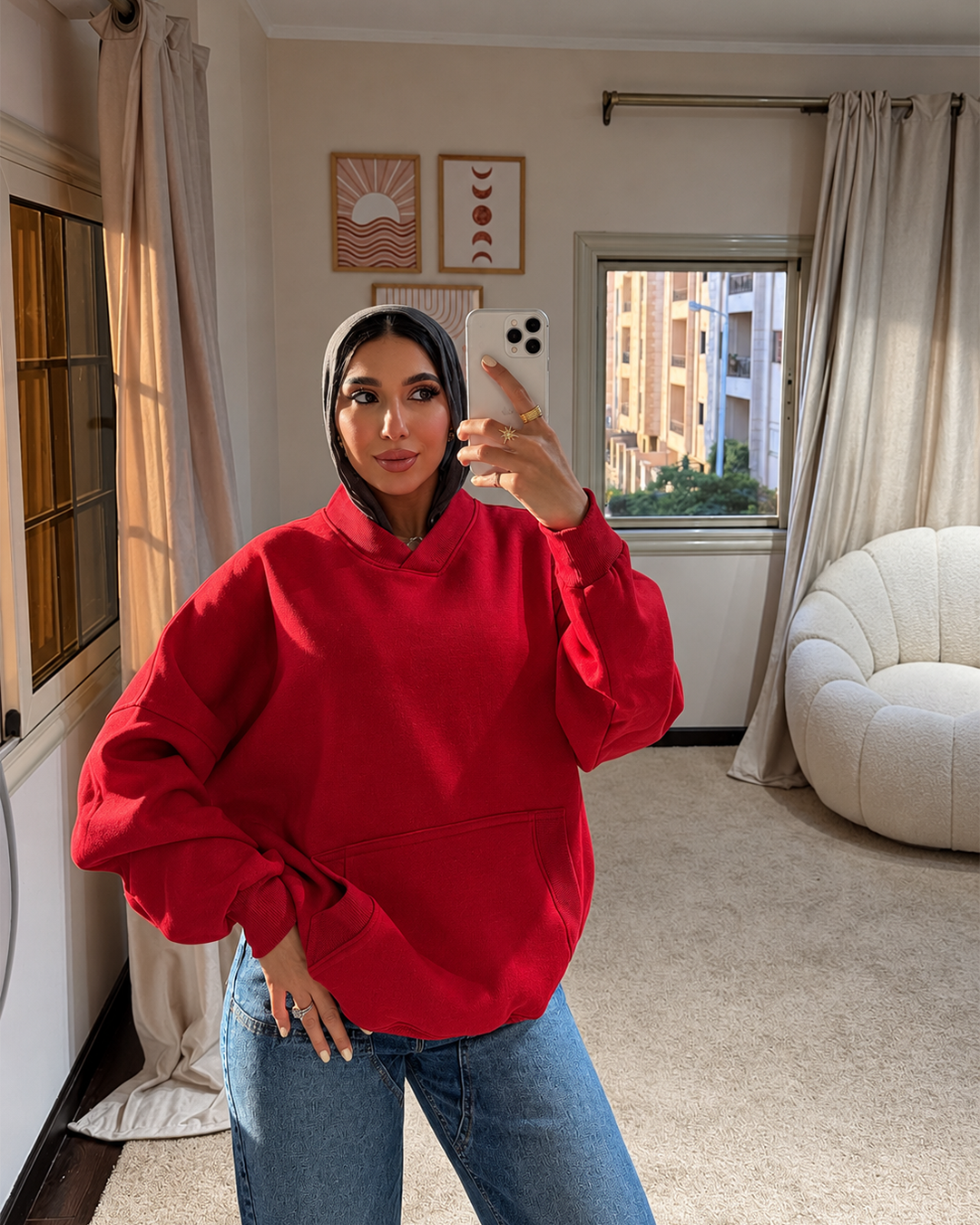V-Neck Oversized Hoodie