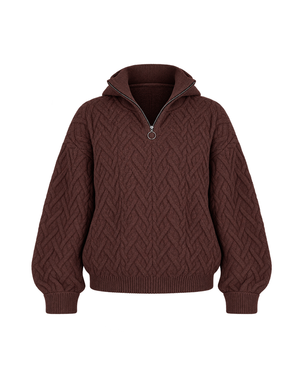 Cable Knit Quarter Zip Hoodie