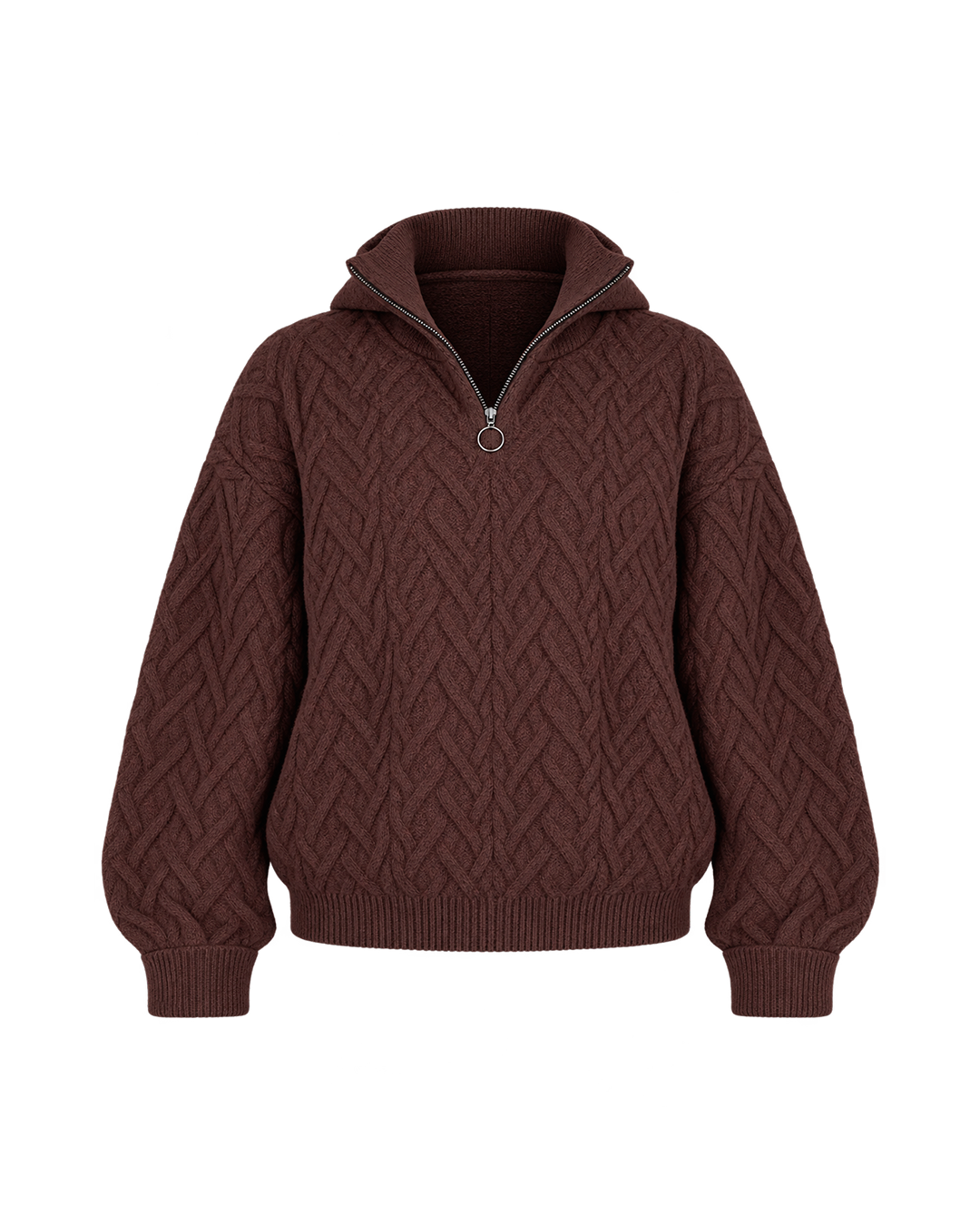 Cable Knit Quarter Zip Hoodie