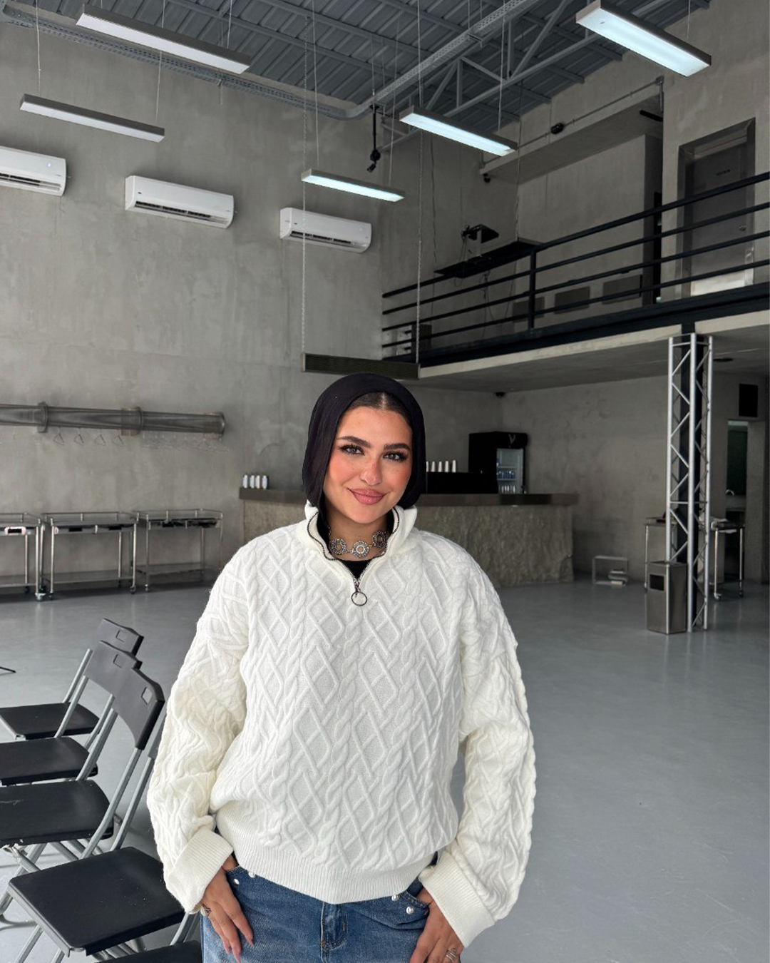 Cable Knit Quarter Zip Hoodie